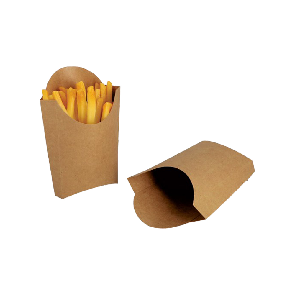 Cornet à frites de taille L en carton kraft brun